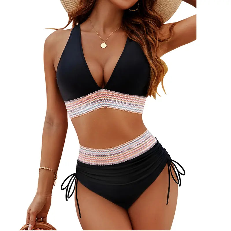 Stylish Tummy Control High Waisted Bikini Set