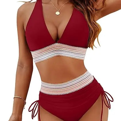 Stylish Tummy Control High Waisted Bikini Set