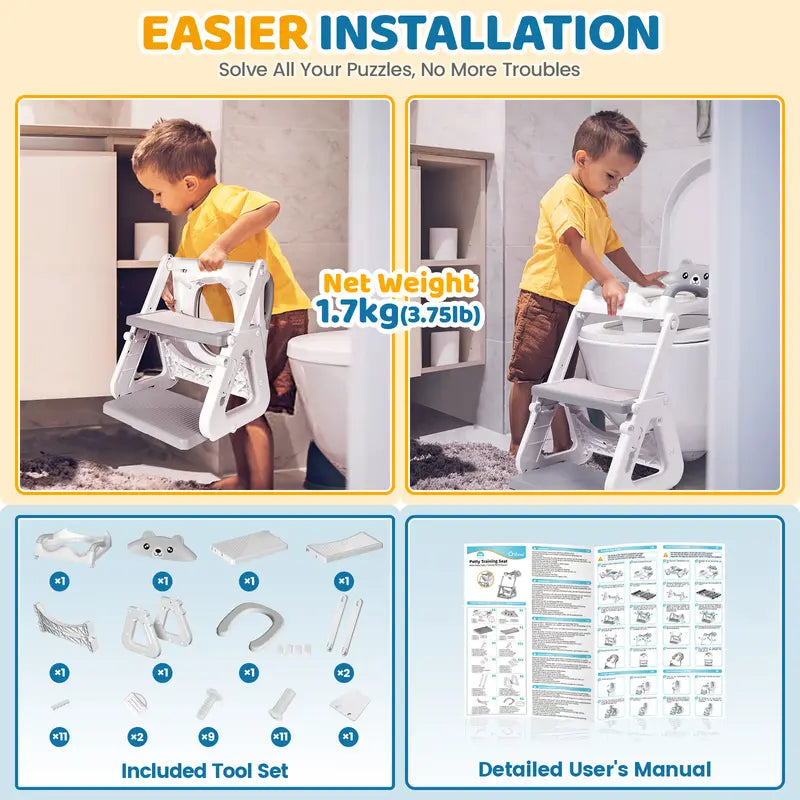 Orzbow 2-IN-1 Toddler Potty Training Seat with Step Stool