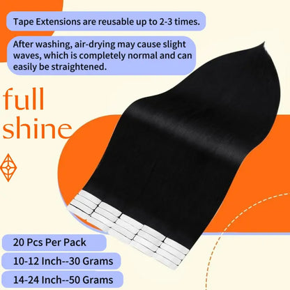 Seamless Natural Tape-In Human Hair Extensions