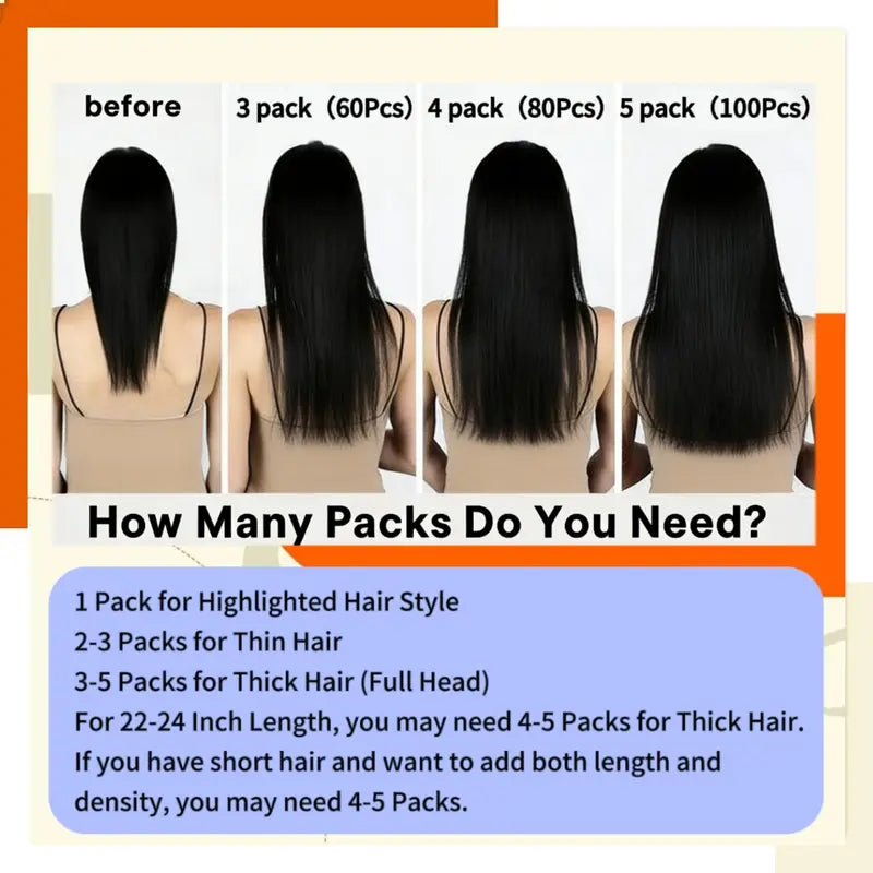 Seamless Natural Tape-In Human Hair Extensions