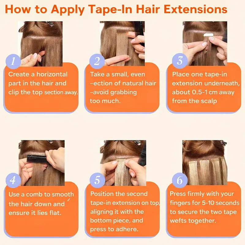 Seamless Natural Tape-In Human Hair Extensions