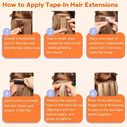 Seamless Natural Tape-In Human Hair Extensions