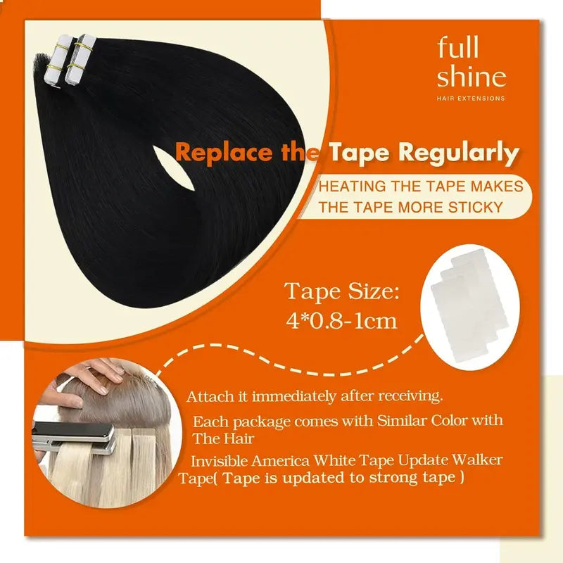 Seamless Natural Tape-In Human Hair Extensions