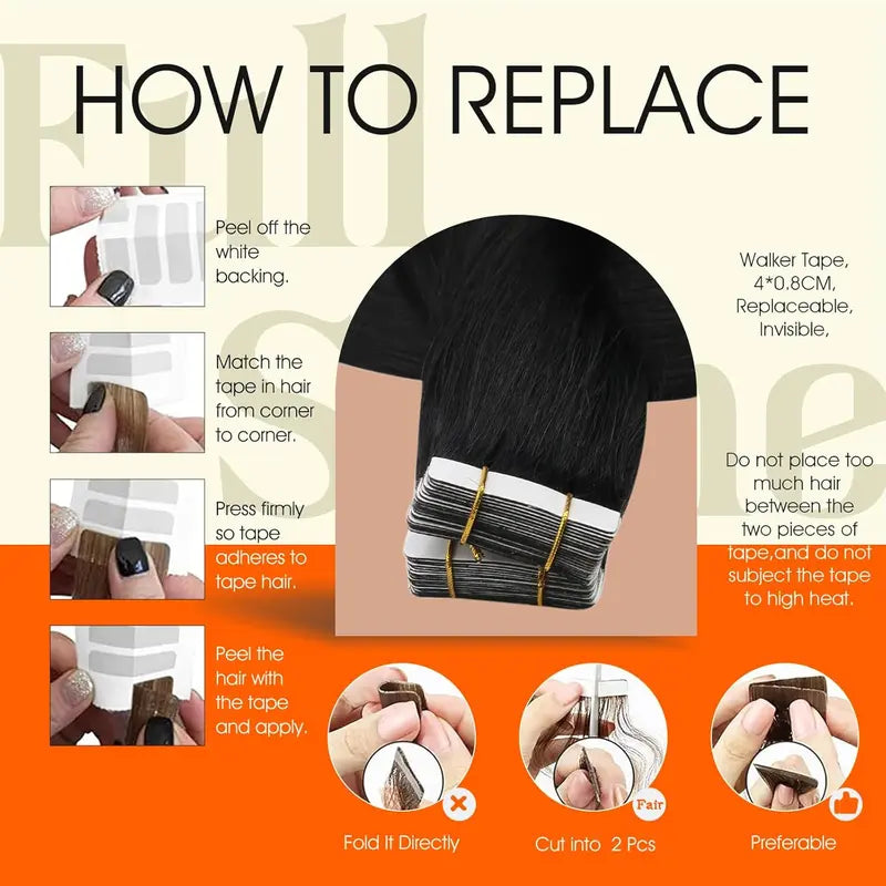 Seamless Natural Tape-In Human Hair Extensions
