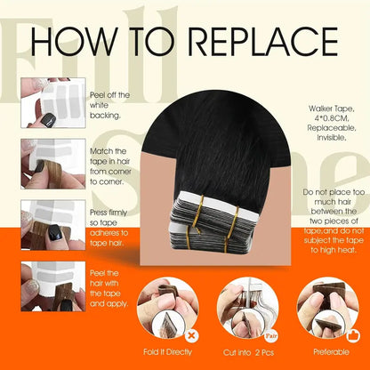 Seamless Natural Tape-In Human Hair Extensions